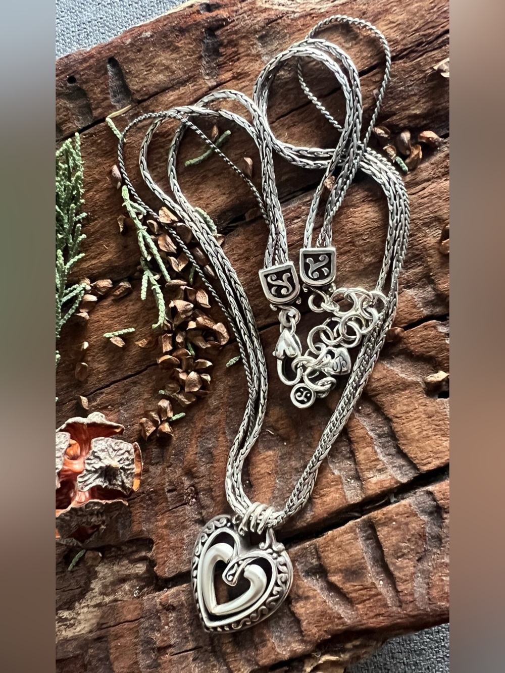 Brighton Silver Multi-Strand Braided Necklace with Decorative Accents